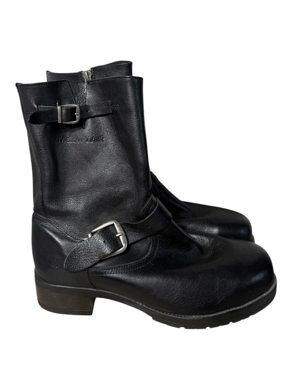 Mellow Walk Vanessa Black Leather Steel Toe Motorcycle Engineer Boots 8 Women’s